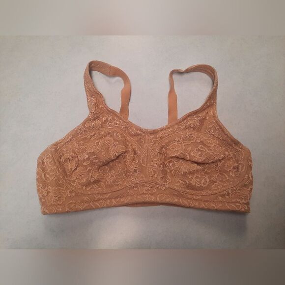 Breezies Mesh Lace Floral Unlined Wireless Bra Nude 38C - Picture 1 of 3